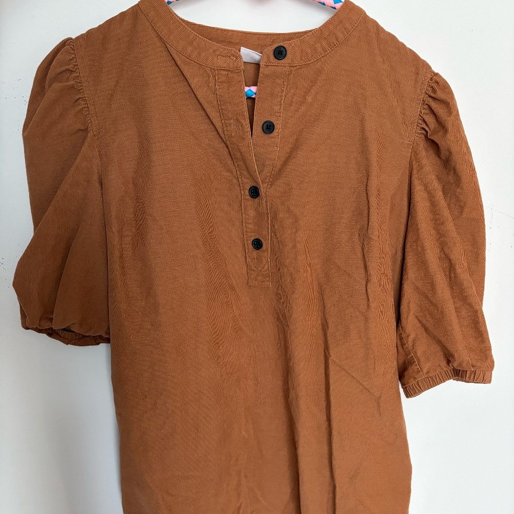GAP Brown Corduroy Puff Sleeve Shirt  Women’s Medium